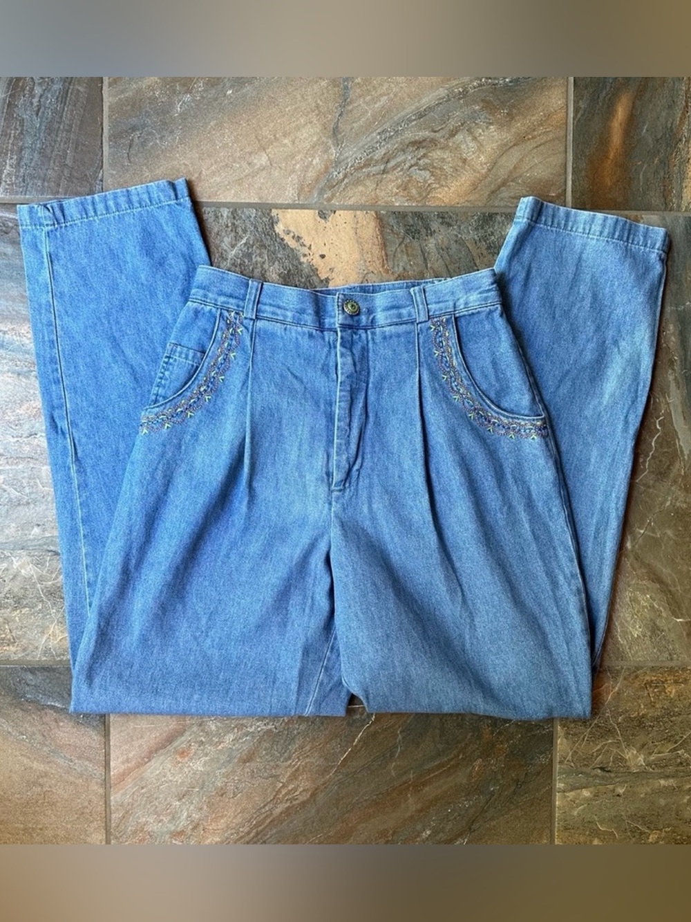 Nancy Bolen for City Girl Vintage Ultra High Rise Embroidered Jeans Size 27